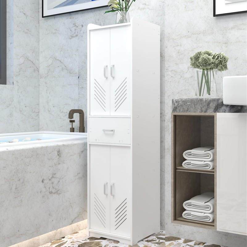 防水带门卫生间置物架落地免打孔浴室大容量收纳储物柜洗漱台边柜