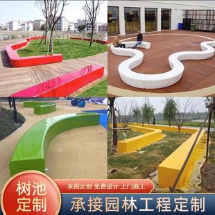 玻璃钢坐凳树池座椅商场休闲椅户外园林景观花盆花坛长条凳子定制