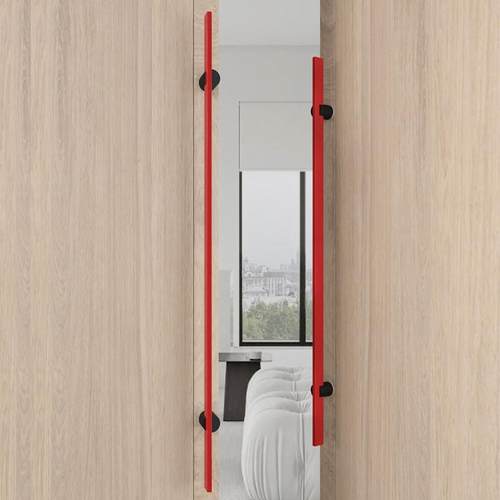 不锈钢拉手红色方圆极简玻璃门把手独特设计极细方管大门木门把手