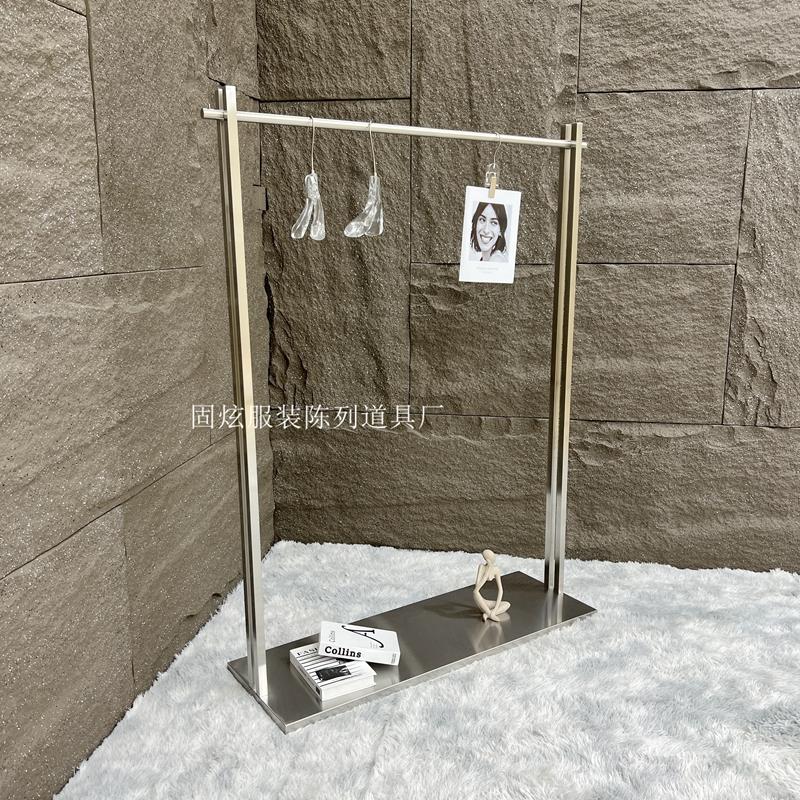 服装店展示架落地式陈列架不锈钢双管中岛架买手店挂衣架货架定制