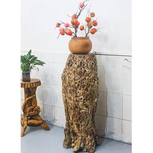 枣木墩花架大型摆件原木底座实木墩子树墩花几阳台落地装饰品根雕