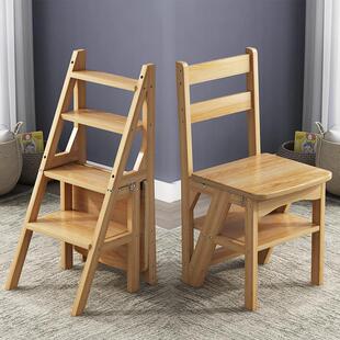 折叠梯凳家用实木多功能二三步登高梯子台阶脚踏凳子两用儿童梯椅