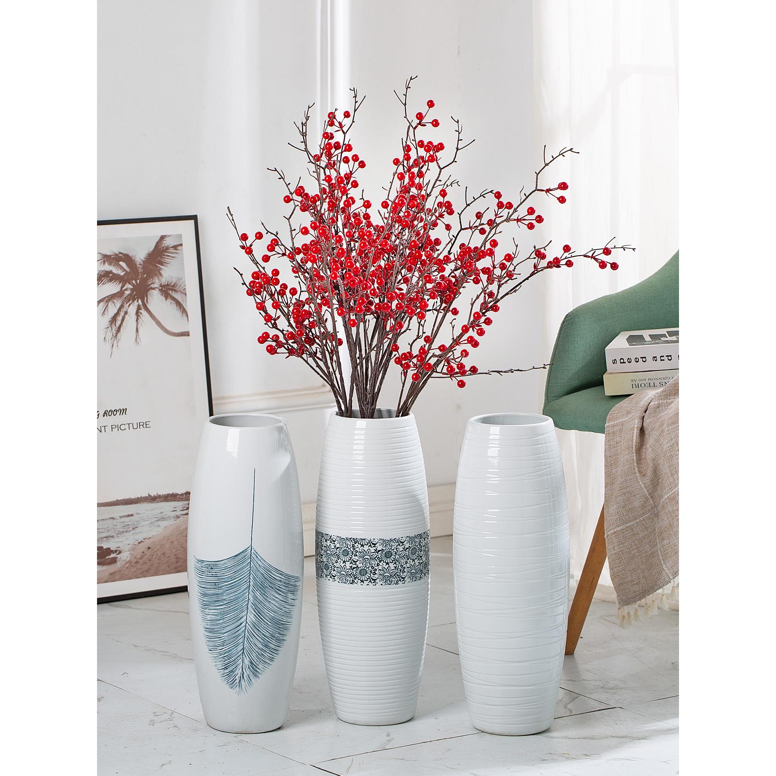 景德镇陶瓷落地花瓶大号客厅欧式插花干花装饰摆件富贵竹水培