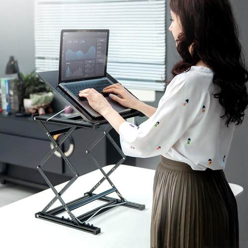 omax站立工作台笔记本升降桌铝合金升降台办公桌增高折叠电脑桌