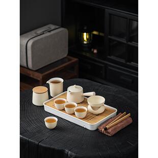 快速杯小套定 旅行干泡托盘车户外露营风格 侧柄壶功夫茶套装 便携式