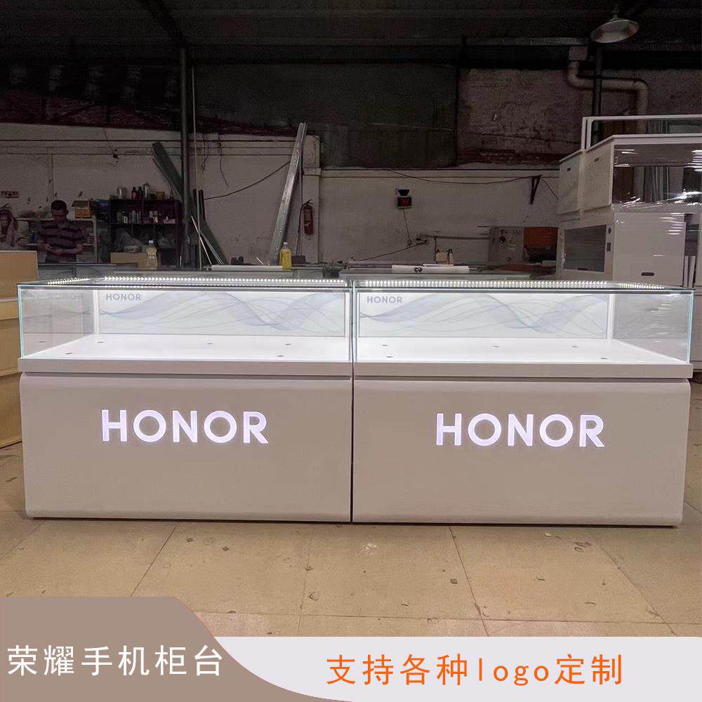 HONOR新款手机柜台纲化玻璃展示柜展示架配件陈列桌受理台体验台