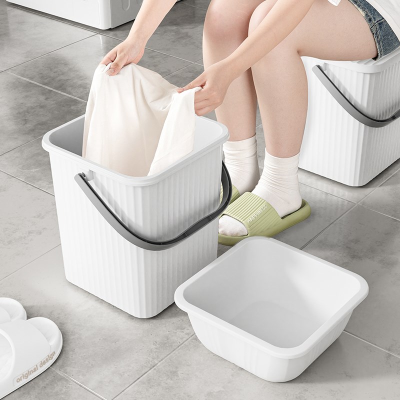 家用桶盆套装学生宿舍三件套洗脸盆一体一套塑料加厚手提水桶带盖