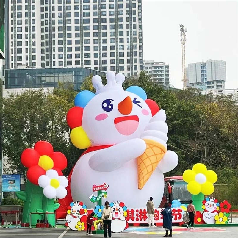 充气蜜雪冰城雪王气模卡通开业拱门定制行走人偶大型商场开业装饰