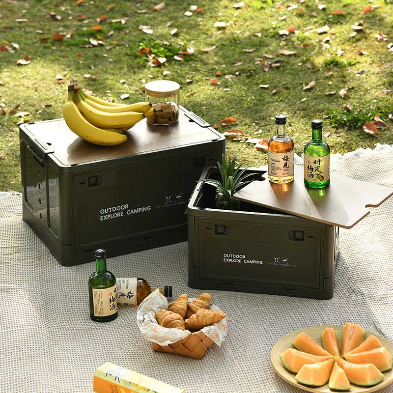 户外收纳整理箱汽车载后备箱木盖露营野营野餐储物箱子家用收纳箱