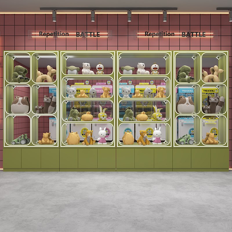 潮玩店展示柜玩具动漫电玩城手办柜积分礼品兑换机货架定制娃娃柜