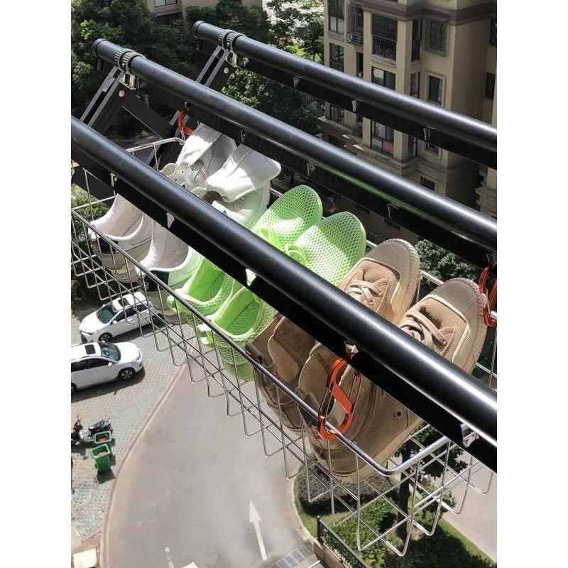 高层阳台外防风晒鞋架窗外不锈钢晾鞋子架室外伸缩晾衣架配套