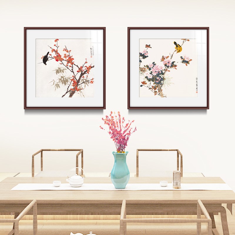 斗方张大千荷花图国画花鸟画新中式玄关挂画饭店餐厅画走廊装饰画图片