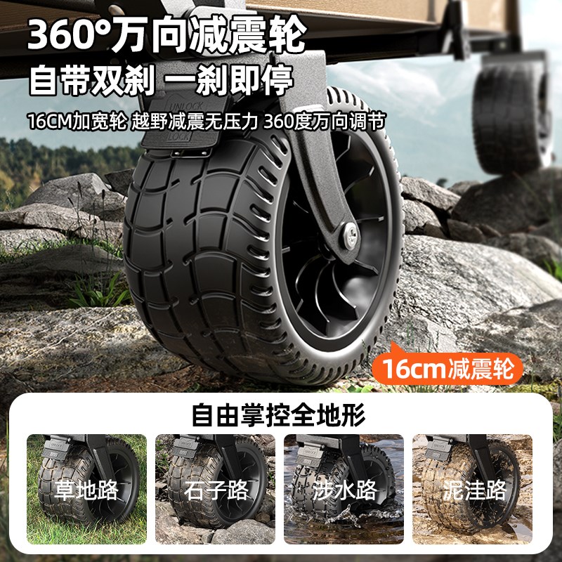 露营车户外可折叠推车营地车野餐车拖车野营超大手拉杆摆摊小推车