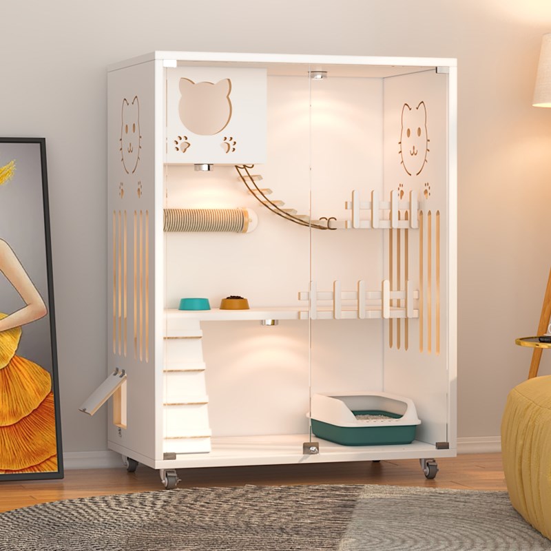 猫笼小户型家用实木猫窝四季通用猫屋不占地猫笼子阳台猫柜猫别墅