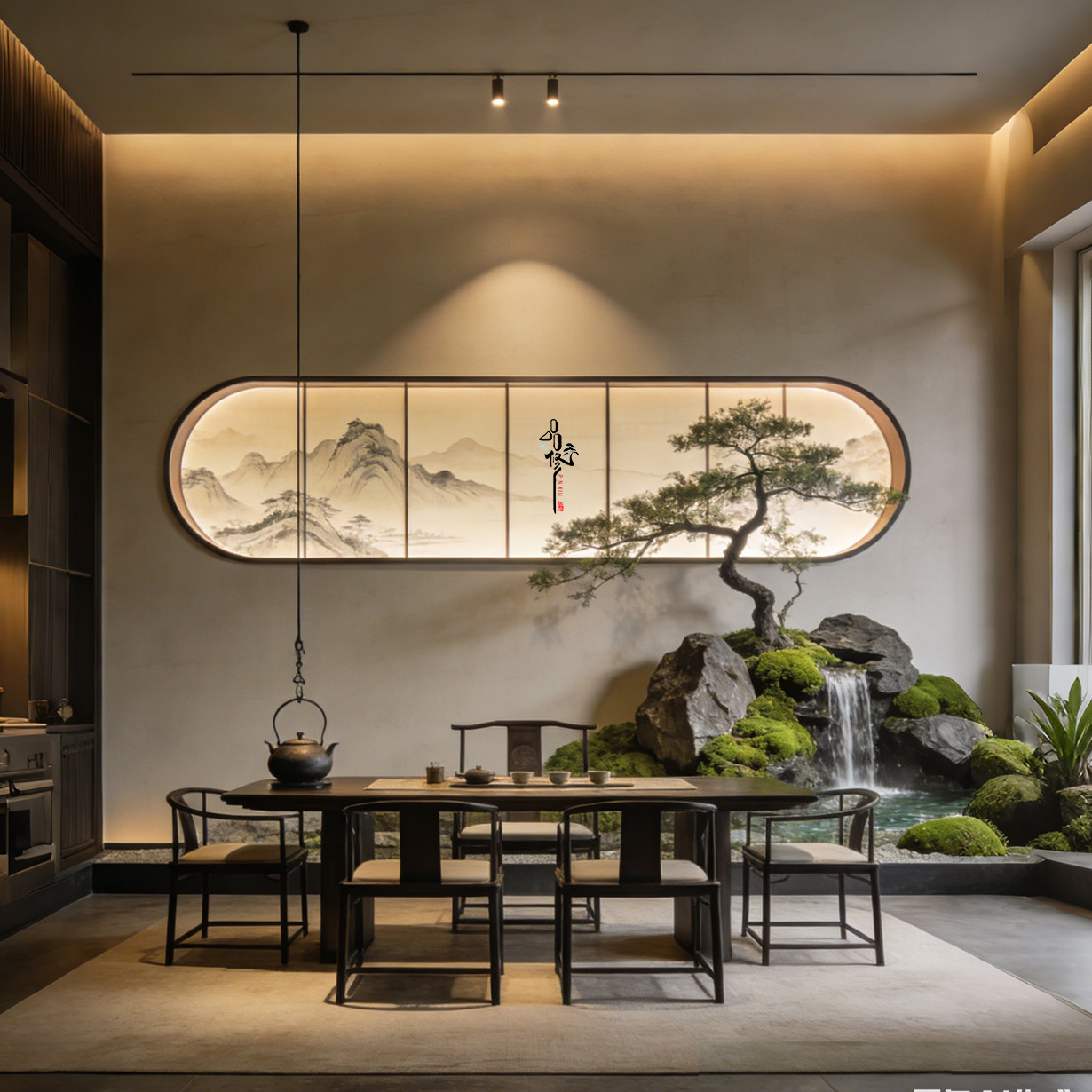 品修新中式山水画屏风茶室装饰高级感复古圆形景观摆件室内装饰,商业/办公家具,景观道具/景观摆件/景观装置,淘宝优惠券,粉丝福利购,淘宝优惠卷