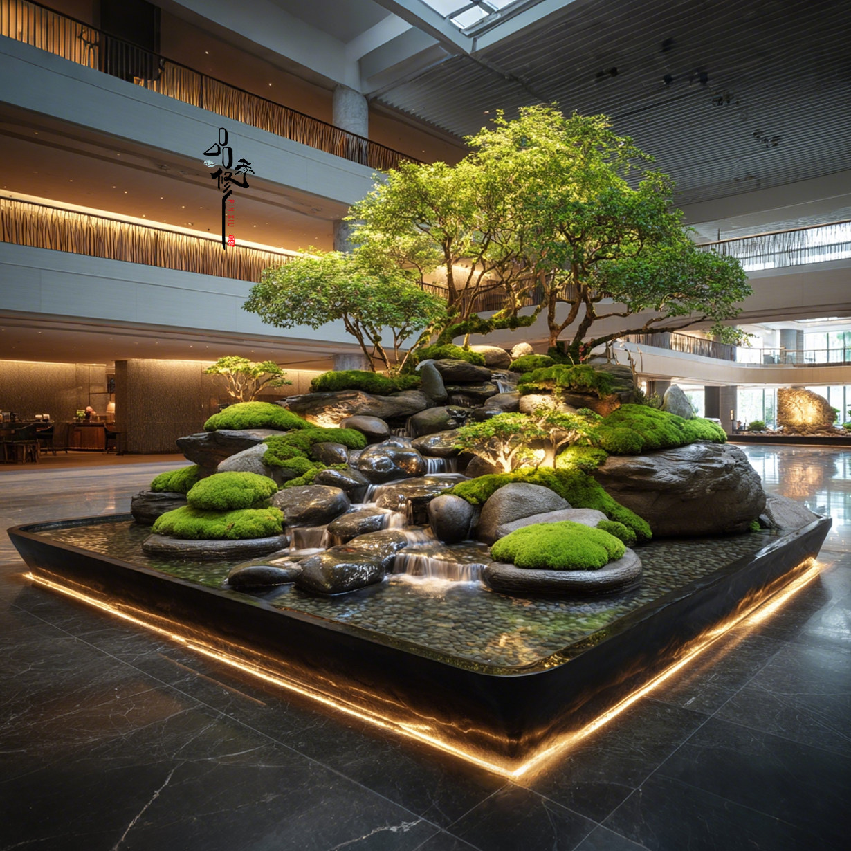 品修酒店会所大厅景观装置流水假山绿植瀑布造景摆件现代装饰品,商业/办公家具,景观道具/景观摆件/景观装置,淘宝优惠券,粉丝福利购,淘宝优惠卷