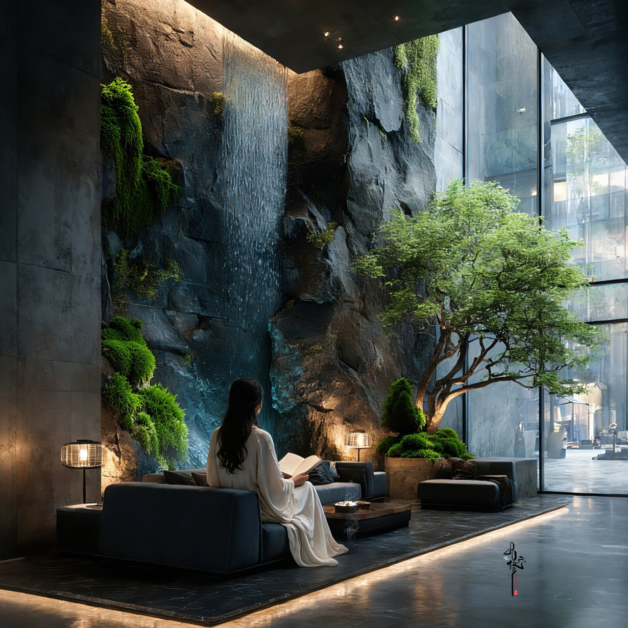 品修现代简约室内瀑布景观装置绿植造景客厅装饰摆件生态景观道具,商业/办公家具,景观道具/景观摆件/景观装置,淘宝优惠券,粉丝福利购,淘宝优惠卷