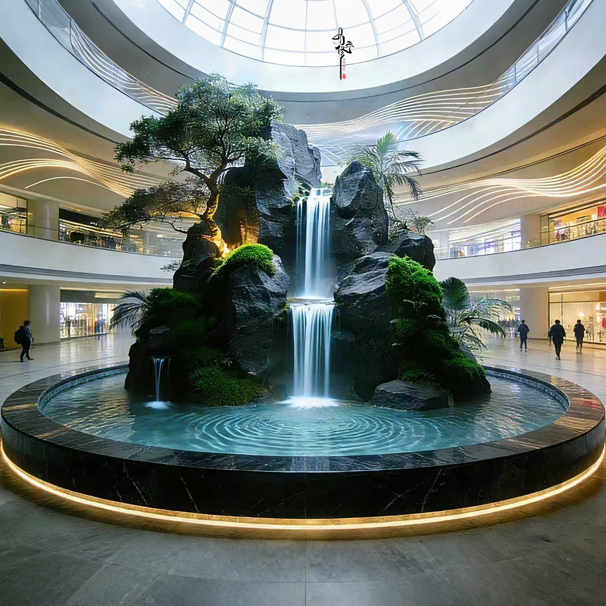 品修室内仿真山石瀑布流水景观装置商场酒店装饰摆件人工造景道具,商业/办公家具,景观道具/景观摆件/景观装置,淘宝优惠券,粉丝福利购,淘宝优惠卷