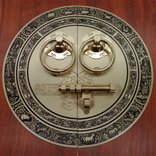 仿古大门拉手中式纯铜门环门锁把手圆形老式木门门栓锁插销铜配件