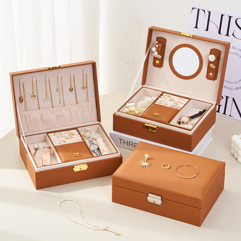 首饰收纳盒新款高档耳钉耳饰耳环戒指手镯珠宝饰品盒精致首饰盒子