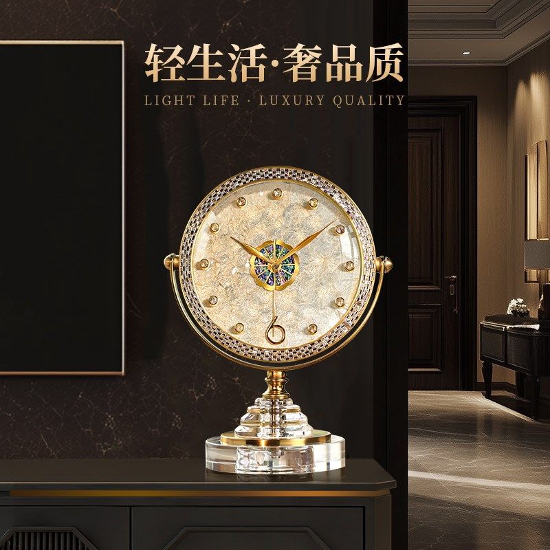 2025新款轻奢静音座钟客厅贝壳高级感台式家用桌面装饰摆件时钟表,家居饰品,台钟/闹钟,淘宝优惠券,粉丝福利购,淘宝优惠卷