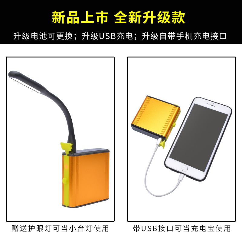 2023强光头灯充电超亮远射防水照明灯led黄光户外矿灯头戴式电筒