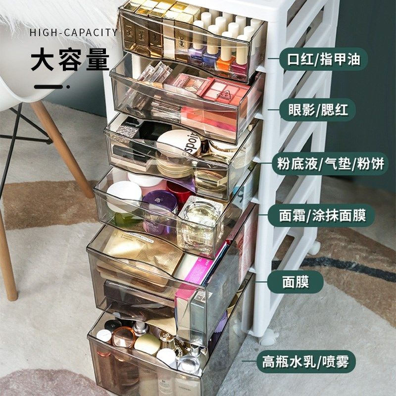 抽屉收纳柜子床头桌下护肤化妆品置物架窄边款夹缝隙侧边多层储物
