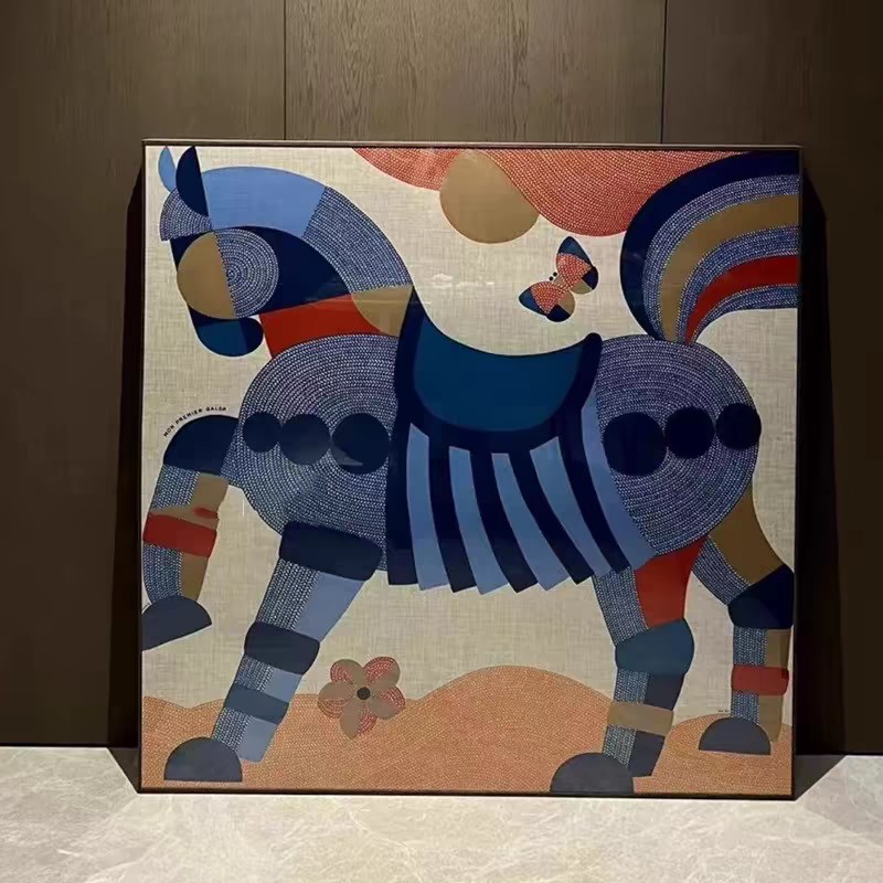 小马跳跃小众艺术餐厅装饰画动物客厅背景墙男孩房间简约挂画图片