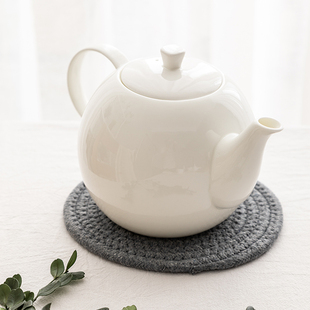 纯白陶瓷大号高温泡茶壶过滤冷水壶骨质瓷咖啡Q壶家用茶壶茶具瓷