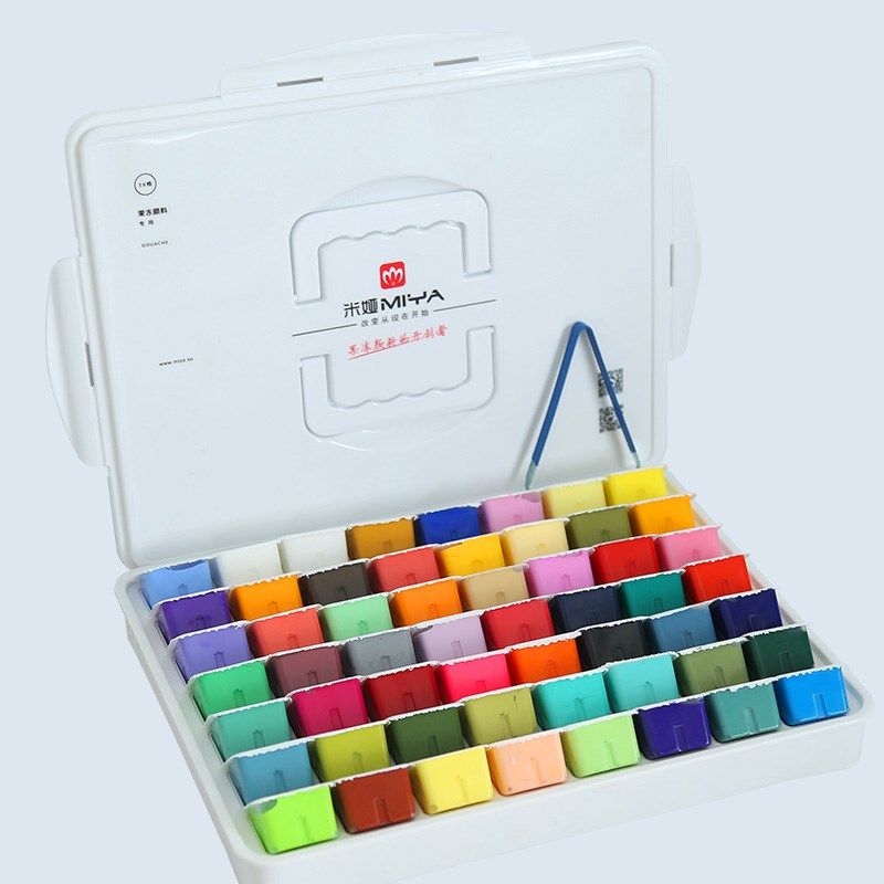 米娅果冻水粉颜料套装56色学生用初学者广告画水粉画色彩美术用品,文具电教/文化用品/商务用品,水粉颜料,淘宝优惠券,粉丝福利购,淘宝优惠卷