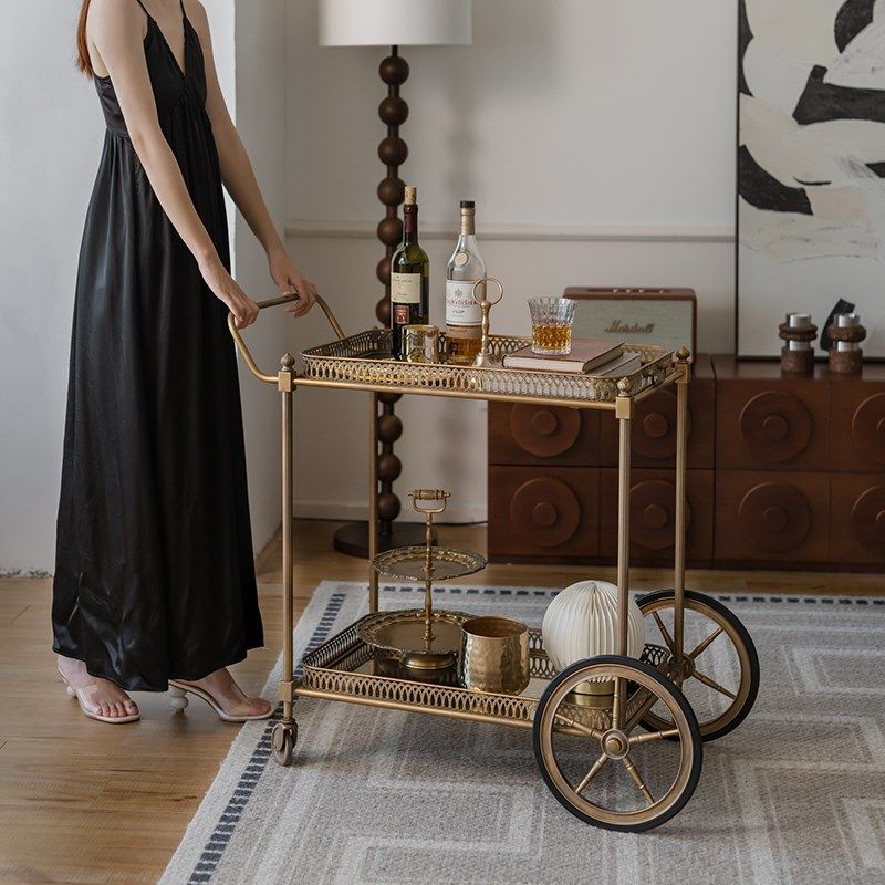 复古法式移动推车沙发边几金属玻璃置物架家用轻奢客厅层架餐车,住宅家具,移动边几/推车,淘宝优惠券,粉丝福利购,淘宝优惠卷