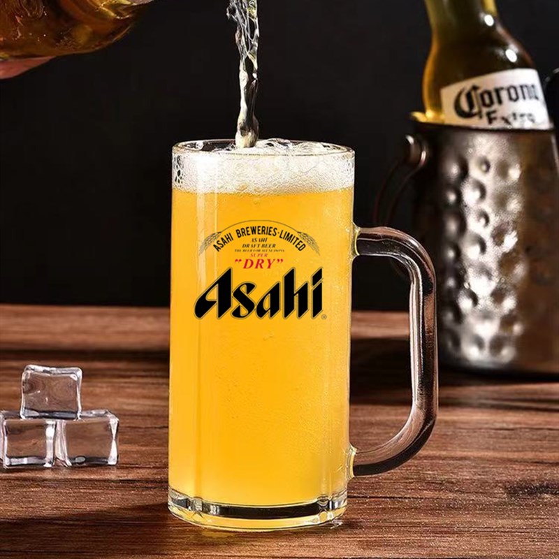 asahi加厚朝日扎啤杯日料店专用杯一番榨麒麟扎啤杯超大1L啤酒杯