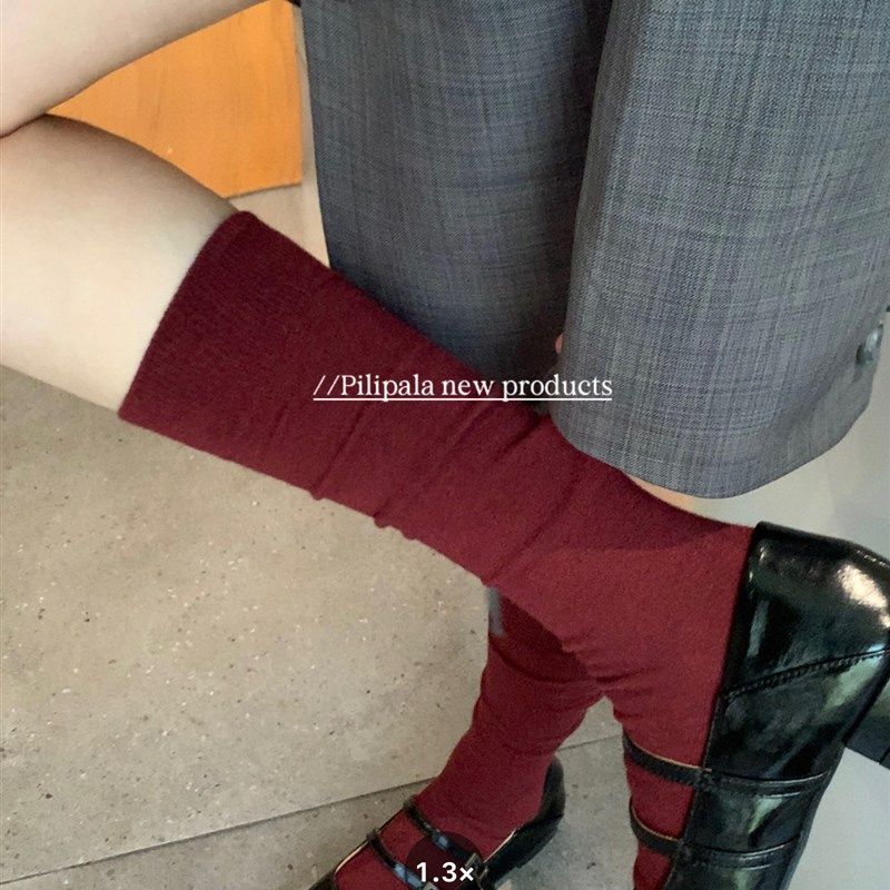 车厘子果酱安哥拉红袜子酒红色中长筒袜子女堆堆小腿袜纯棉,女士内衣/男士内衣/家居服,长筒袜,淘宝优惠券,粉丝福利购,淘宝优惠卷