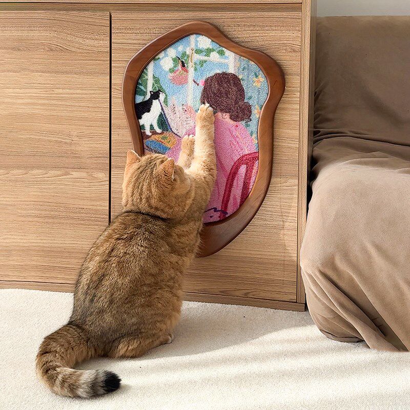 猫咕哩艺术画猫抓板实木挂墙贴墙耐抓耐磨不掉屑猫咪磨爪板猫爪垫