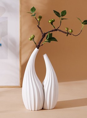 创意陶瓷细口花瓶摆件客厅插花桌面化妆台餐边柜装饰品高级感小众