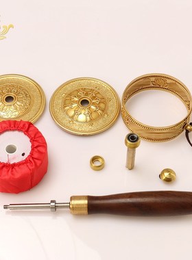 黄铜手摇六字真言转金筒文殊百字藏族手持转转金桶转轮经筒转金轮