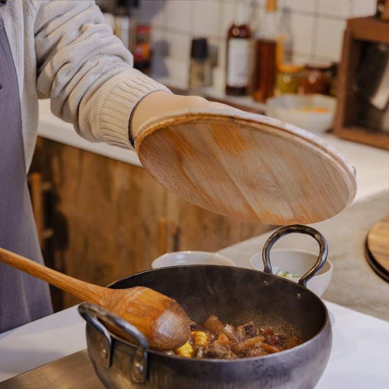 铁娃公社桧木锅盖纯手工实木锅盖小众中式圆形盖子家用