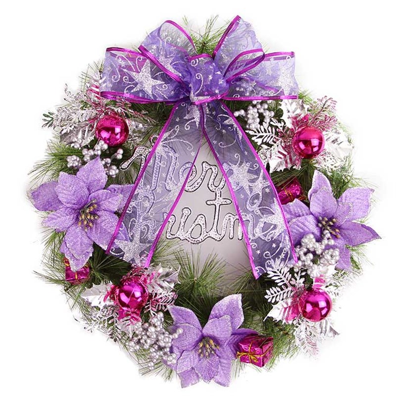 2024新款圣诞节装饰品大花环门挂藤条花圈挂件布置门挂圣诞树吊饰