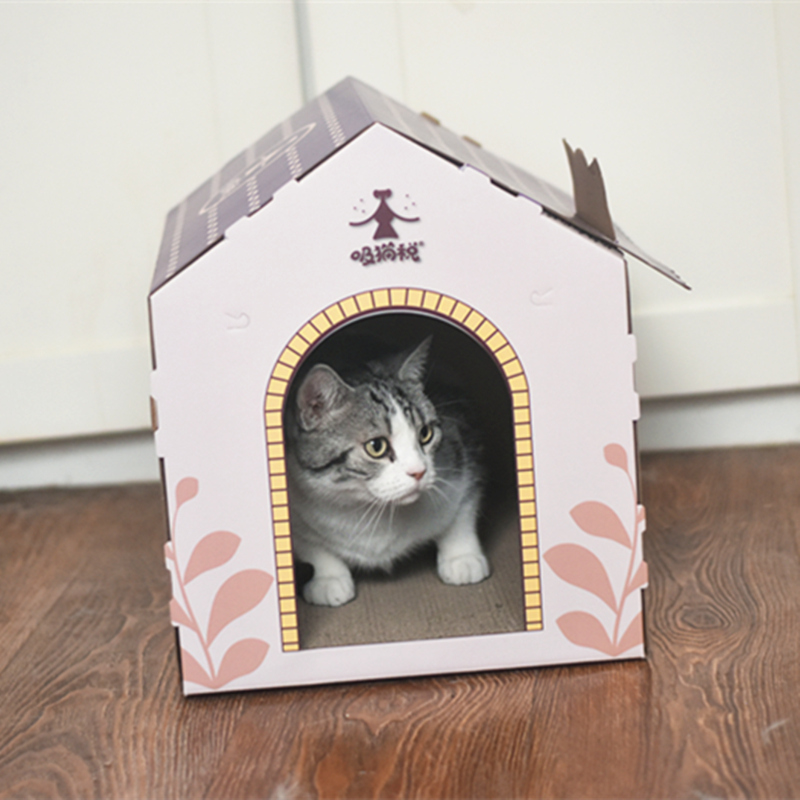 日式房子杂货铺猫抓板猫窝瓦楞纸猫抓板磨爪猫咪咖啡屋子纸箱玩具
