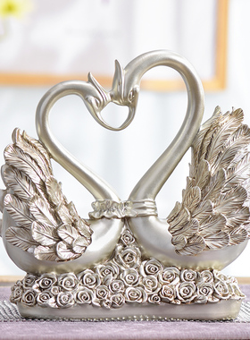 装饰品摆件天鹅客厅电视柜卧室一对小摆设结婚礼物送新人桌面家里