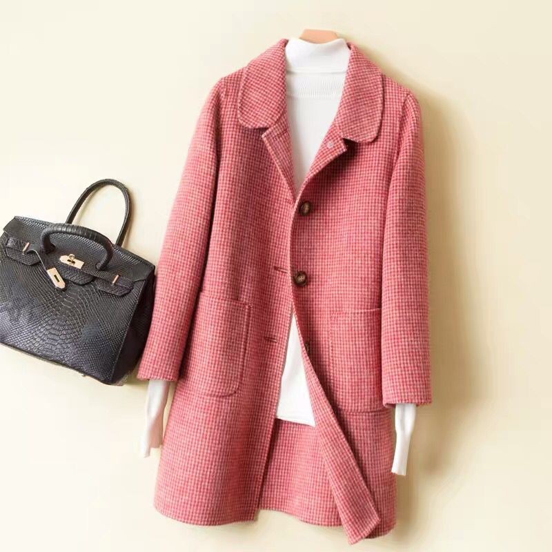 纸样女装大衣2019新款冬中长款双面外套DIY1:1打样版裁剪图纸434