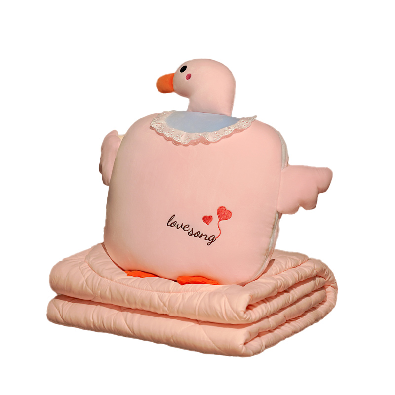 大鹅抱枕被子两用办公室午睡毯子汽车内靠垫被车载靠枕二合一午休