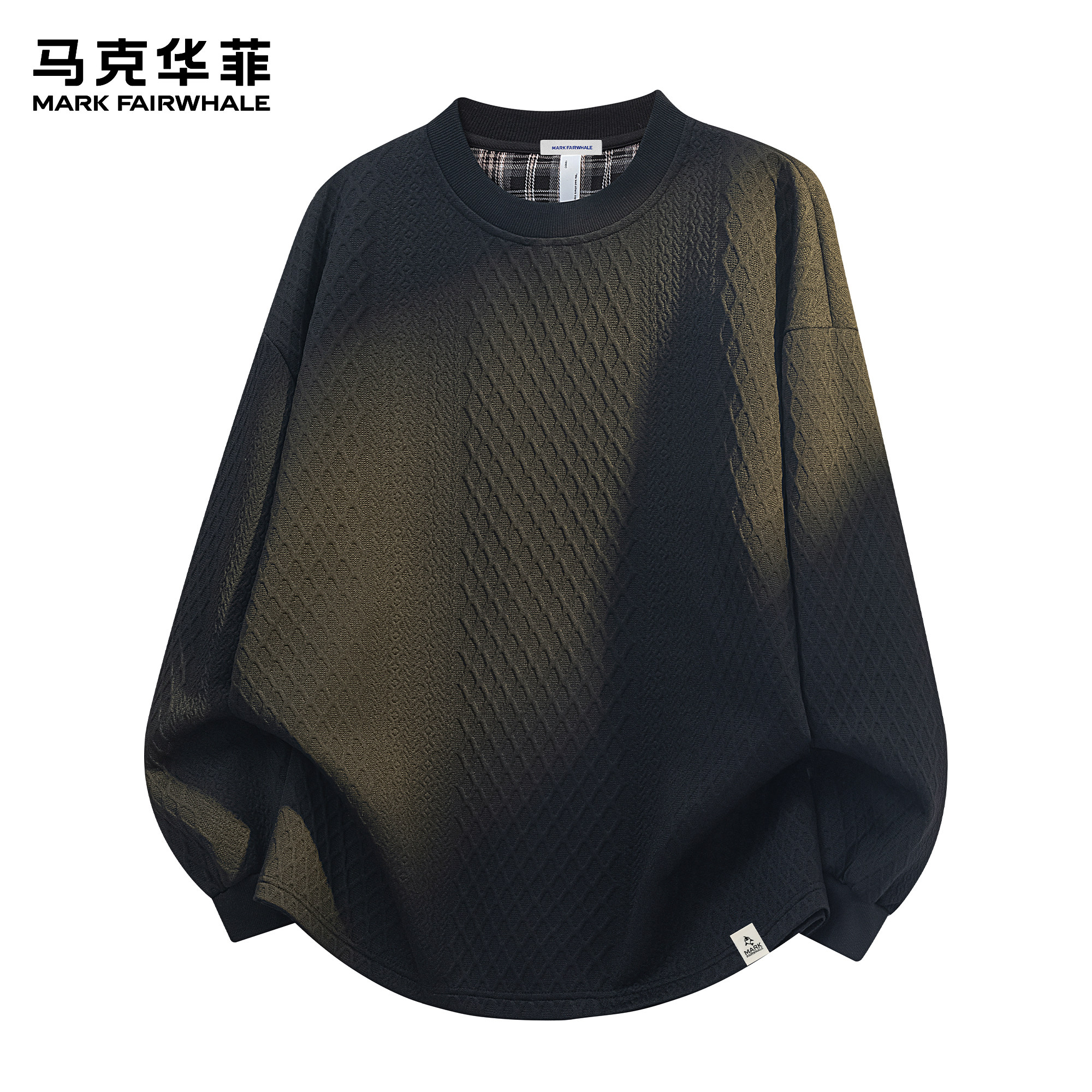 马克华菲圆领卫衣男款潮牌日系复古慵懒风菱形重磅情侣宽松套头衫