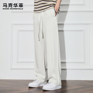 子宽松直筒运动休闲裤 高级感褶皱裤 男潮牌美式 马克华菲垂感卫裤