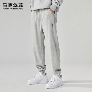 青少年针织灰色束脚卫裤 马克华菲运动裤 男秋冬加绒高街宽松运动裤