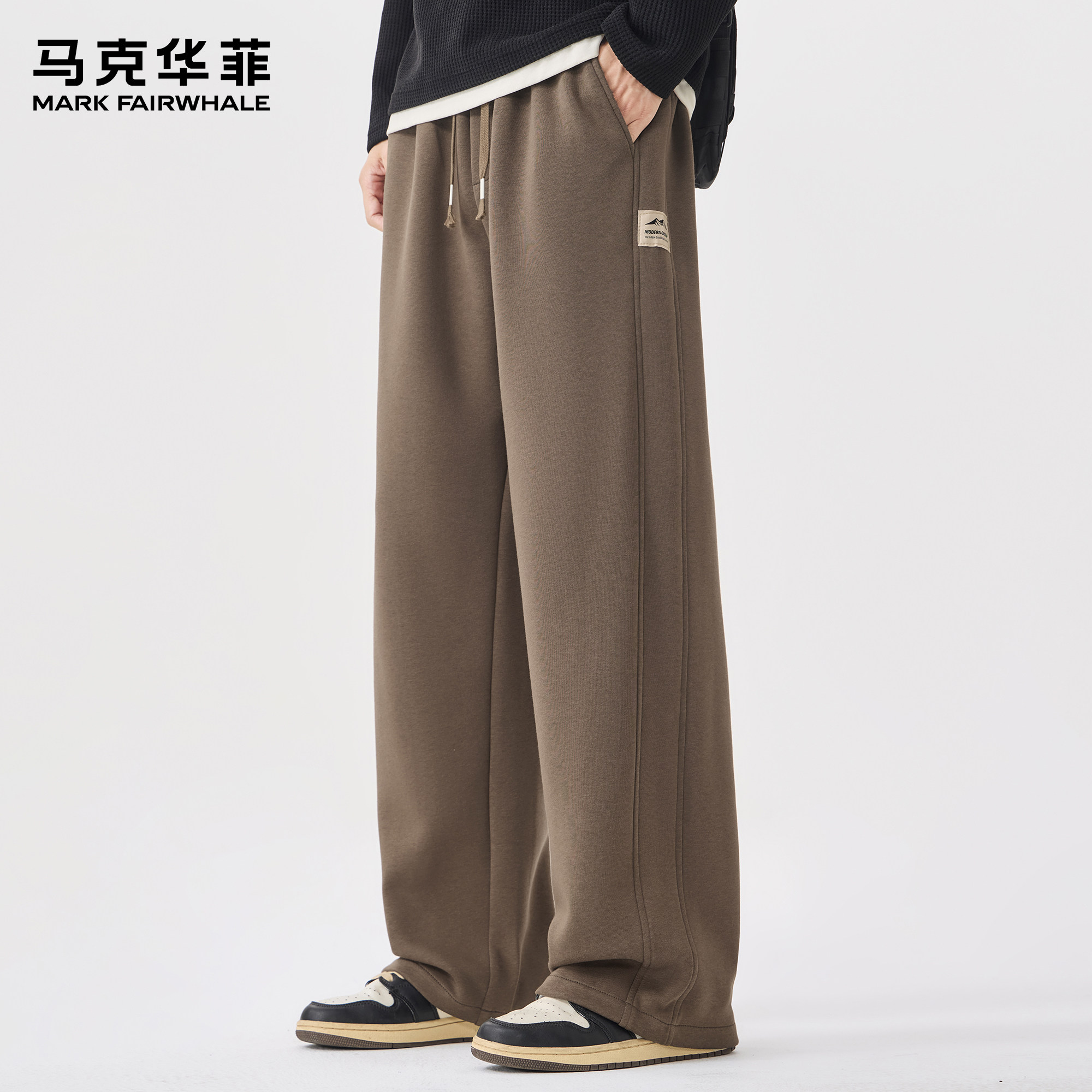 马克华菲卫裤男2025新款秋冬季潮牌美式复古重磅加绒慵懒风弯刀裤,男装,休闲裤,淘宝优惠券,粉丝福利购,淘宝优惠卷