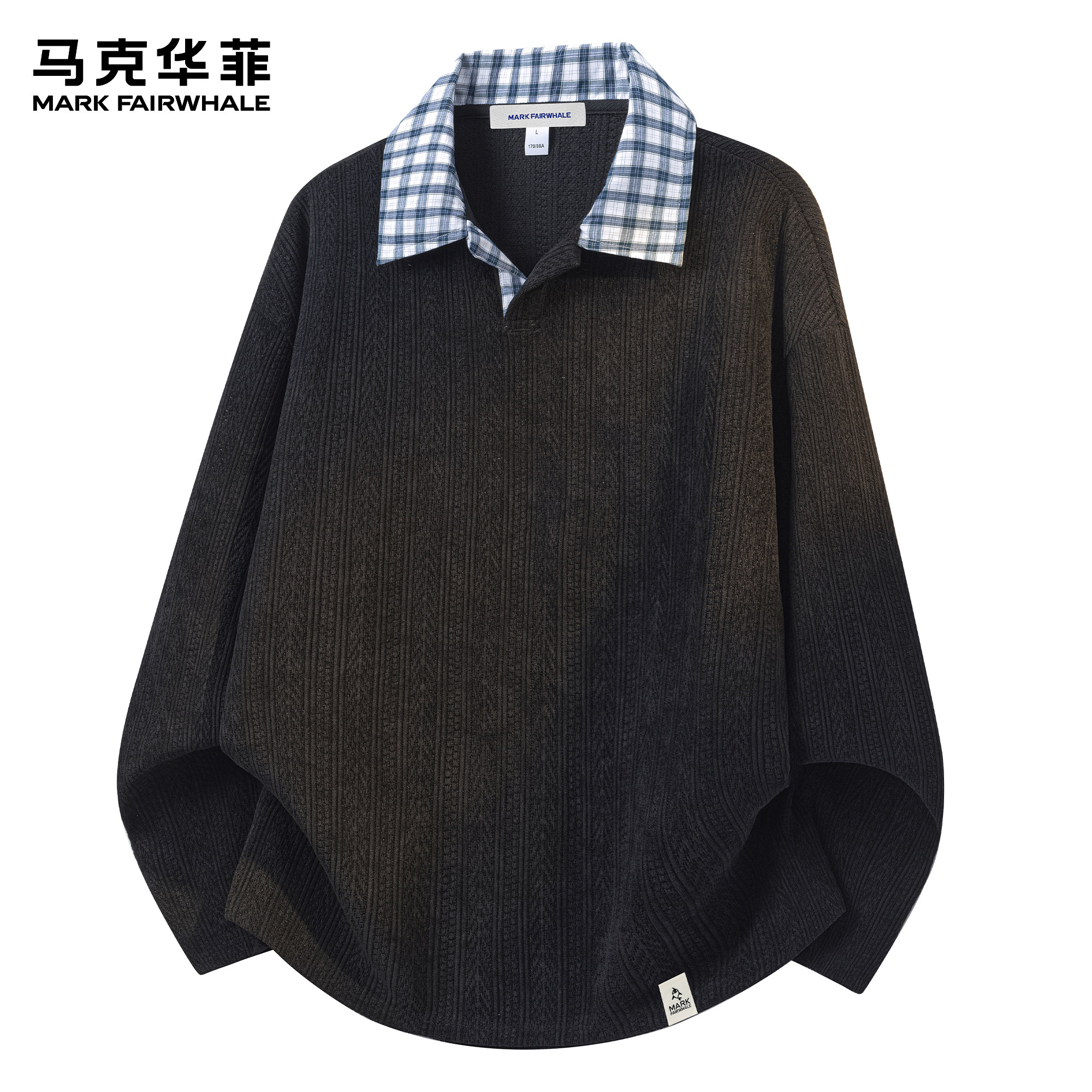 马克华菲黑色卫衣男款潮牌美式复古麦穗纹情侣准备宽松翻领POLO衫,男装,卫衣,淘宝优惠券,粉丝福利购,淘宝优惠卷