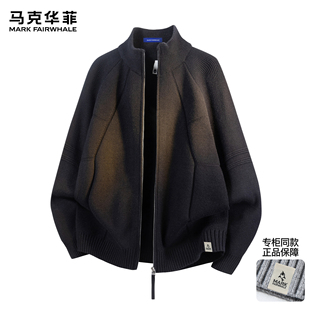 潮牌解构复古重磅慵懒风保暖毛衣外套 冬季 马克华菲针织开衫 男新款