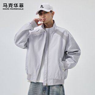 马克华菲工装夹克男春秋季潮牌美式哈灵顿高街立领飞行员宽松外套