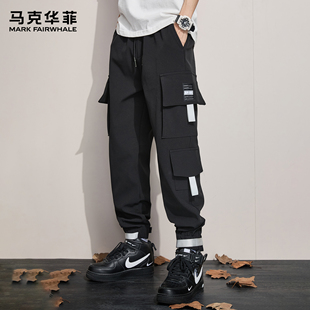 马克华菲工装裤男新款潮牌美式复古多口袋技能重磅加绒宽松束脚裤